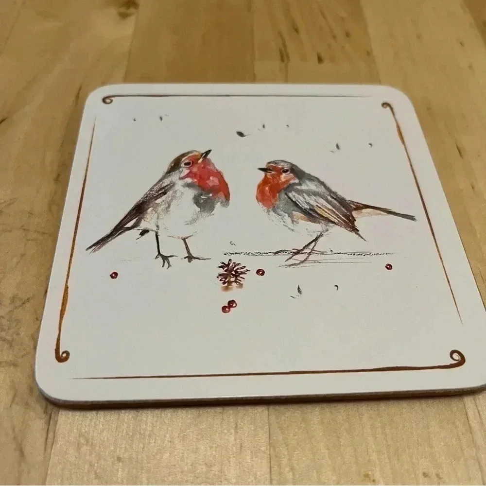 Robin Bird Drink Coaster Set Of 4 England - Picture 4 of 8